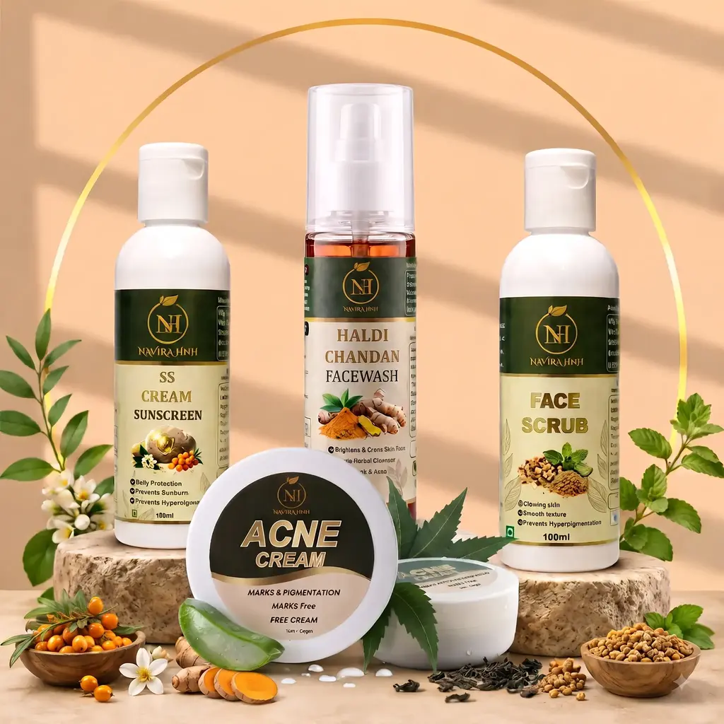 Complete Skincare Kit – Haldi Chandan Face Wash, Face Scrub, Sunscreen & Acne Cream